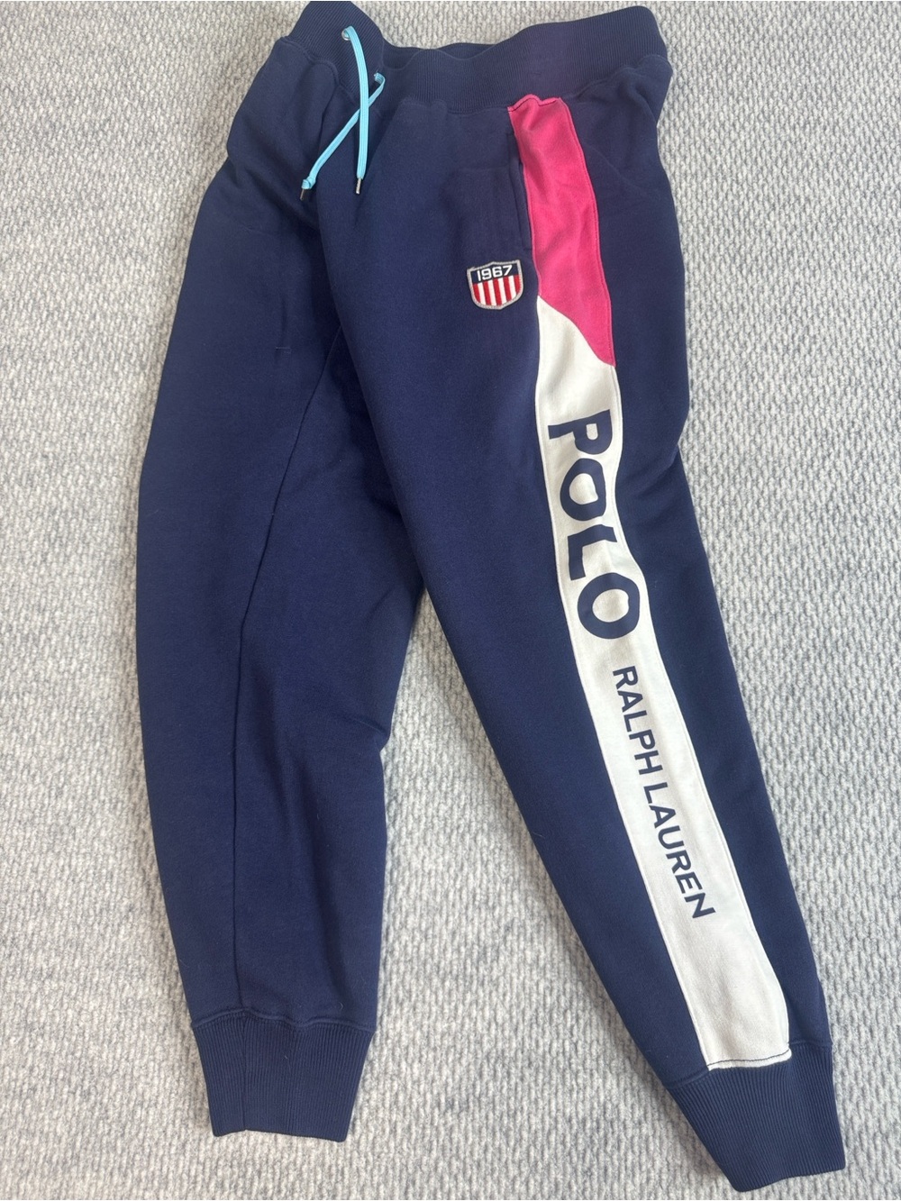Polo Ralph Lauren 1967 Jogger Sz XS Navy /Pink /White